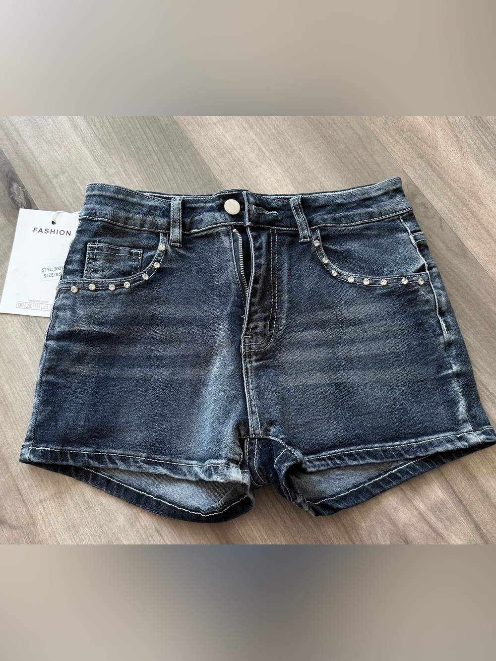 Dark Wash Women's Denim Shorts with Stud Detail